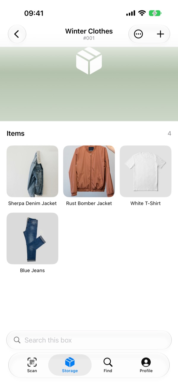 Box contents screen
