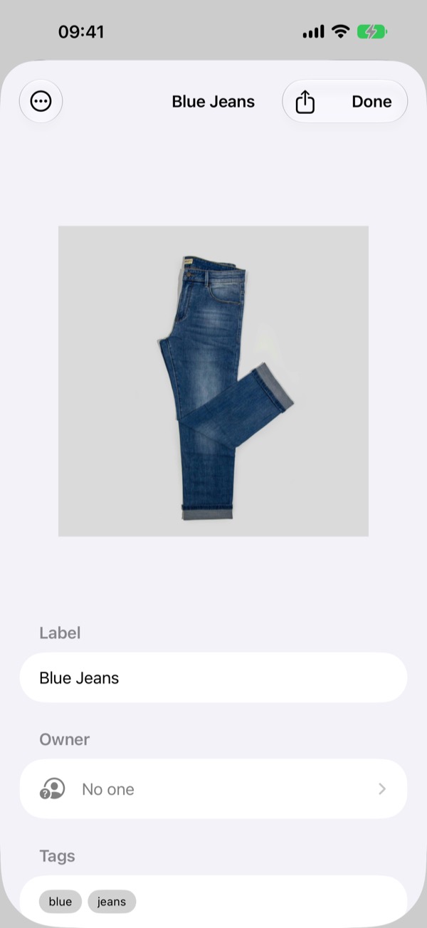 Item detail with AI tags